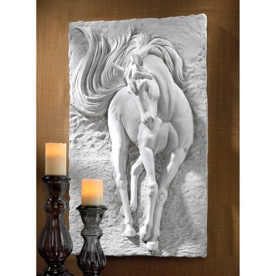 Equine Grandeur Horse Design Toscano 36" Wall Sculpture With Faux Stone Finish   323238803828